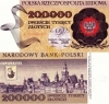 Banknot 200000 zł 1989 PANORAMA WARSZAWY dwieście tysięcy złotych UNC